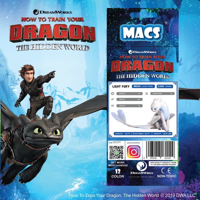 

WARNAPENSIL- HOW TO TRAIN YOUR DRAGON: THE HIDDEN WORLD – LIGHT FURY (12 COLORS) -PENSIL WARNA