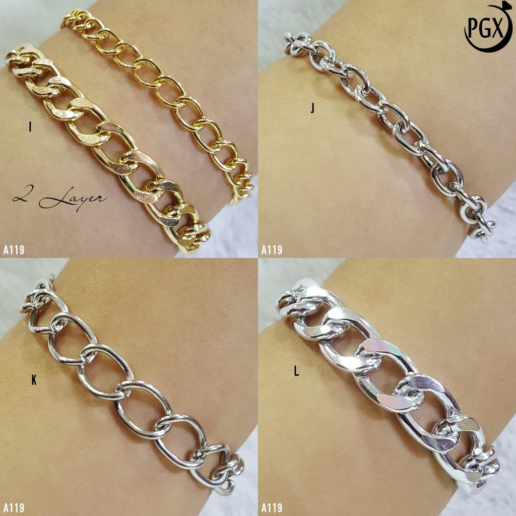 PGX Gelang Rantai Monel Pria Wanita - Chain Multi Layer Aksesoris Fashion - A120