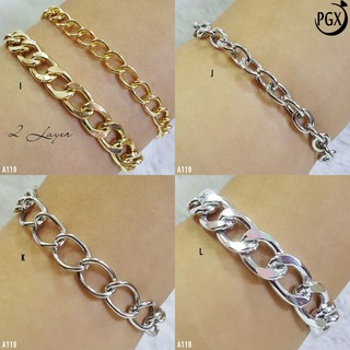 PGX Gelang  Rantai  Monel  Pria Wanita Chain Multi Layer 