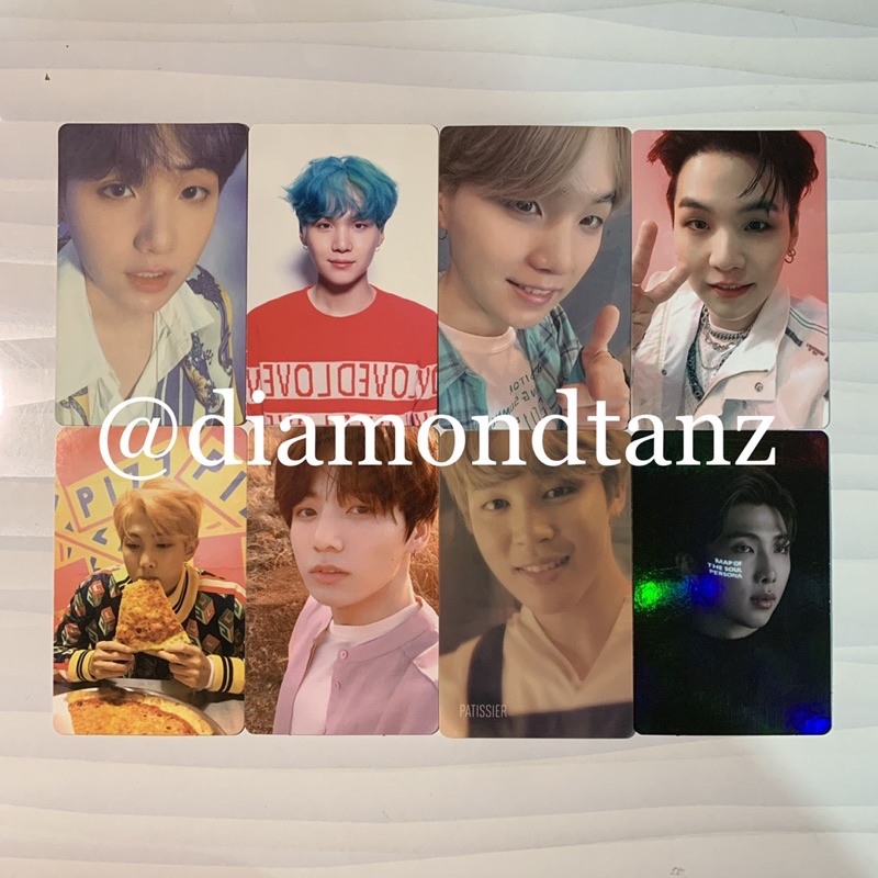 BTS official pc photocard suga jungkook jimin  persona 4 lights her v e mots clue holo tear y bw wor