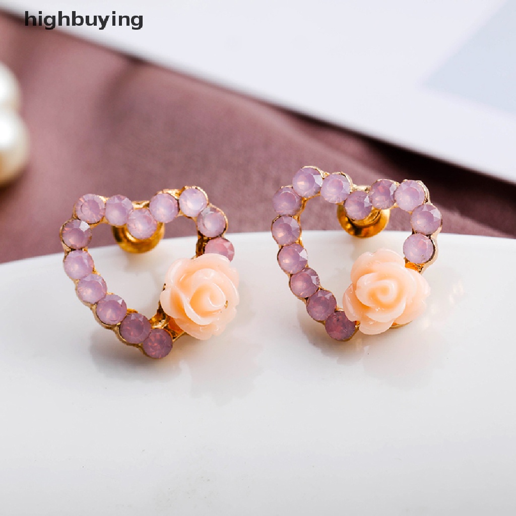 Hbid 9 Pasang / Set Anting Tusuk Wanita Desain Bunga Hias Kristal / Mutiara Gaya Elegan Untuk Hadiah