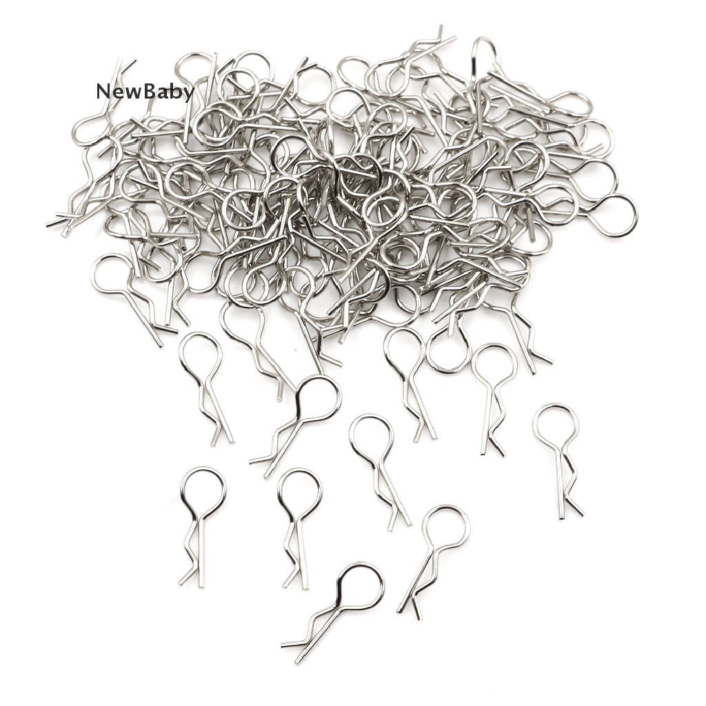 100pcs Klip Pin Shell Badan Bahan Stainless Steel Untuk 1 / 10 1 / 16 RC HSP