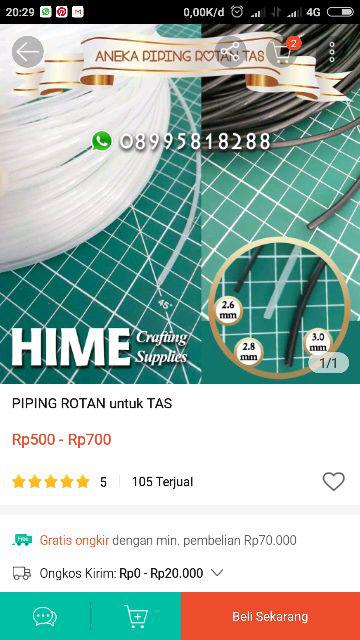 (per 2m) Resleting Gigi Plastik (coil) No 5