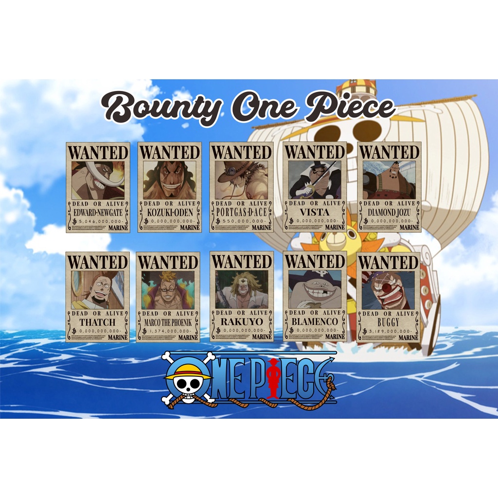 Poster Anime One Piece Bounty Karakter Buronan Wanted