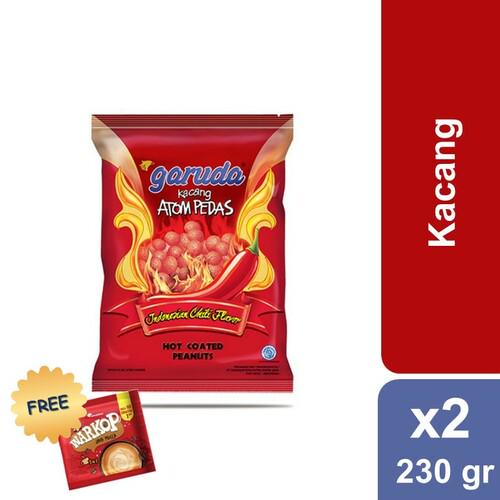 Garuda kacang Atom Pedas 2 x 230 gr + Free Kopi Warkop 40 gr
