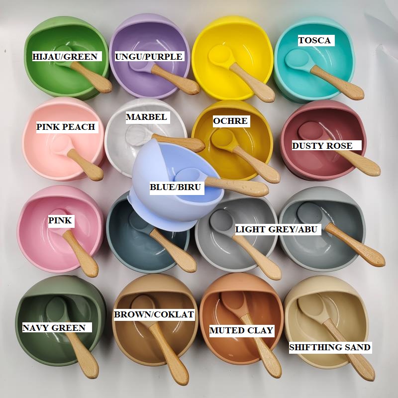 Mangkok Silicone Suction Free Sendok Mangkok Makan Bayi Suction Food Grade