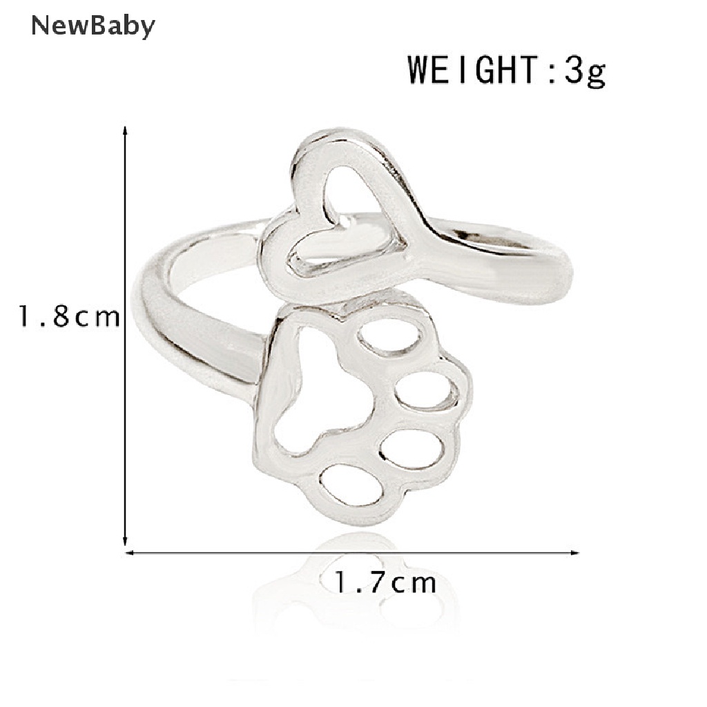 New Cincin Adjustable Motif Telapak Kaki Anjingtulisan Baby Always By My Heart Untuk Wanita