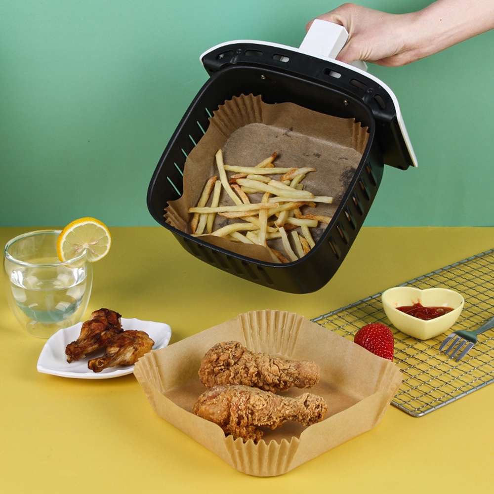 50 Pcs Kertas Penyerap Minyak Bentuk Persegi Untuk Air Fryer