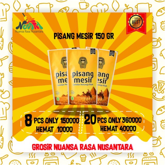 

[ PAKET GROSIR 8 PCS TERMURAH ] PISANG MESIR 150gr - Sale Tanpa Pemanis - Bandung Cimahi Reseller