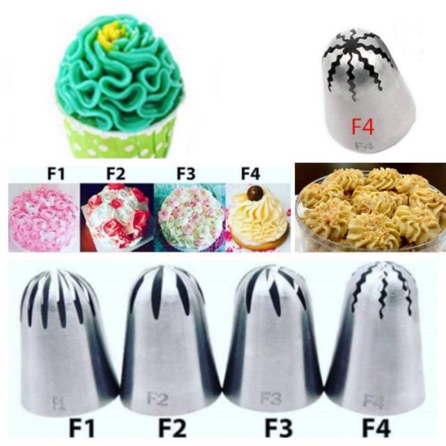 spuit bintang F4 jumbo hiasan cupcake spuit mawar besar spuit kue kering sagu keju sus semprit bunga