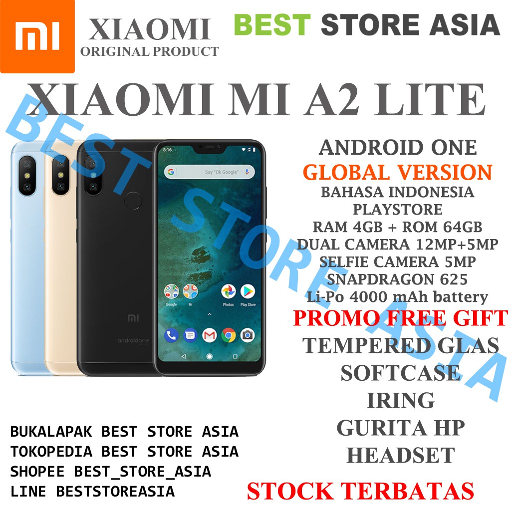 XIAOMI MI A2 LITE - RAM 4GB INTERNAL 64GB - ANROIDONE - BNIB NEW ORI