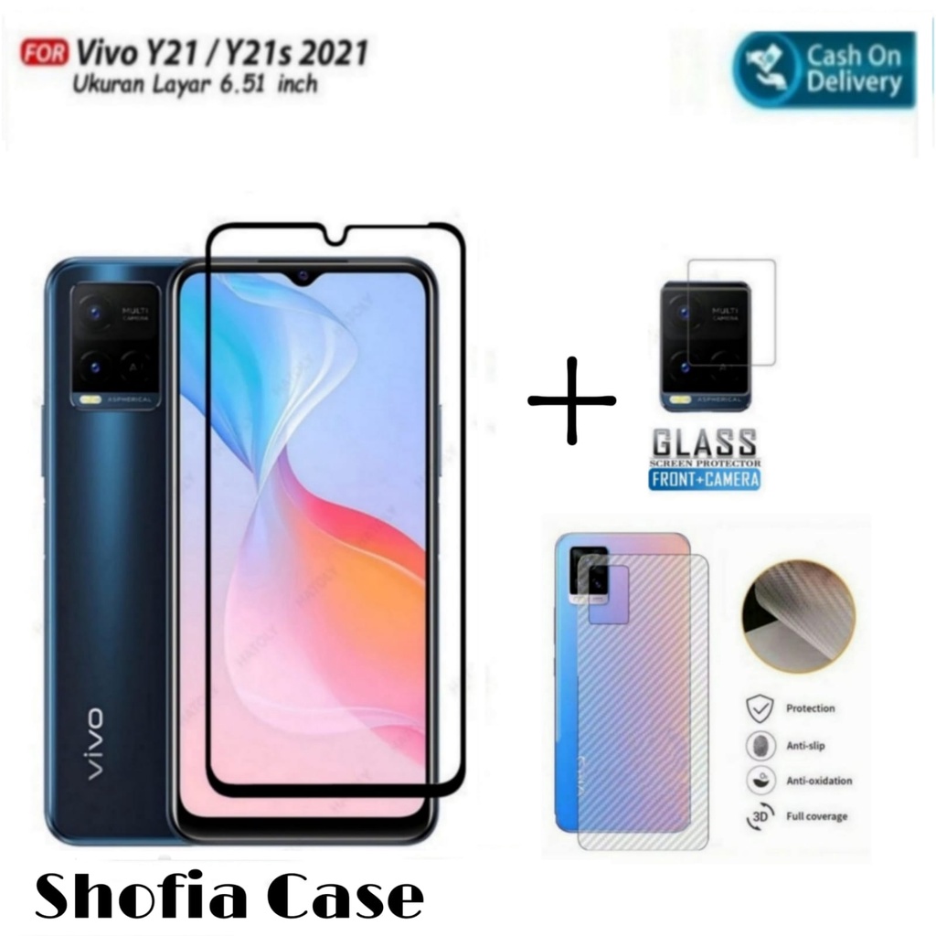 PROMO 3IN1 TEMPERED GLASS VIVO Y21T Y21 Y21S Y33s Y15s Y21A Y01 TG ANTI GORES KACA FULL LAYAR