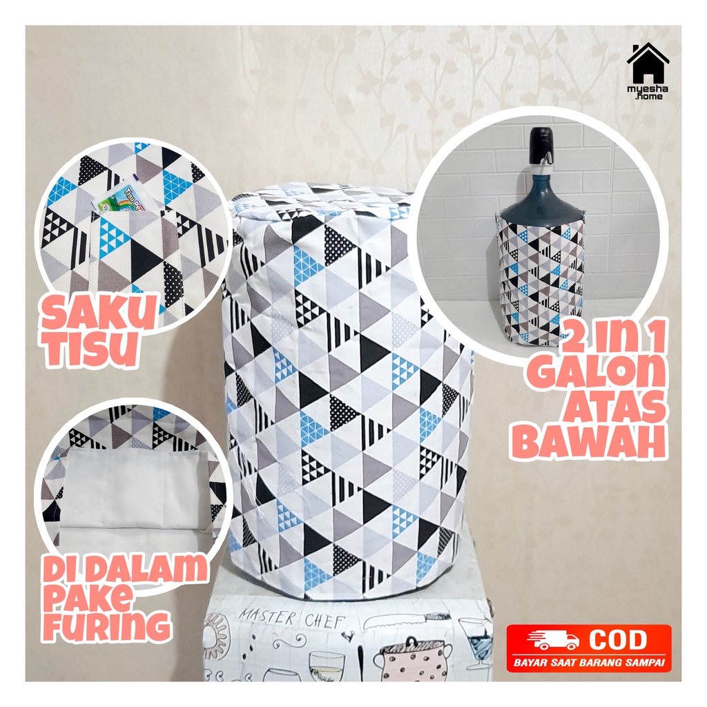 Cover Galon Dispenser Atas Sarung Galon Dispenser Bawah Motif Triangel