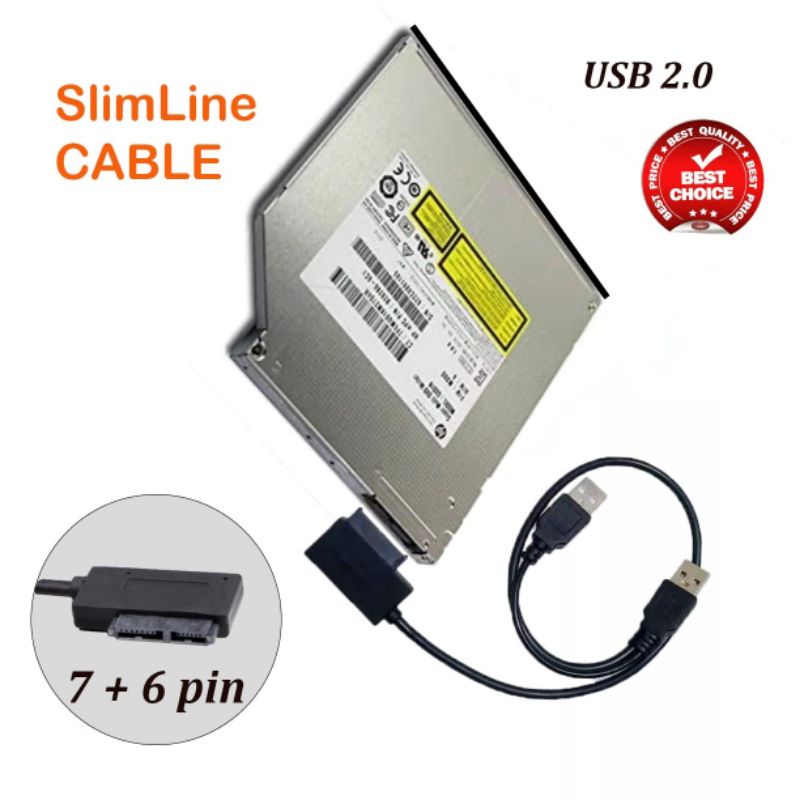 KABEL/CONVERTER SLIMLINE SATA TO USB2.0/FOR DVD-CDROM LAPTOP/CADDY