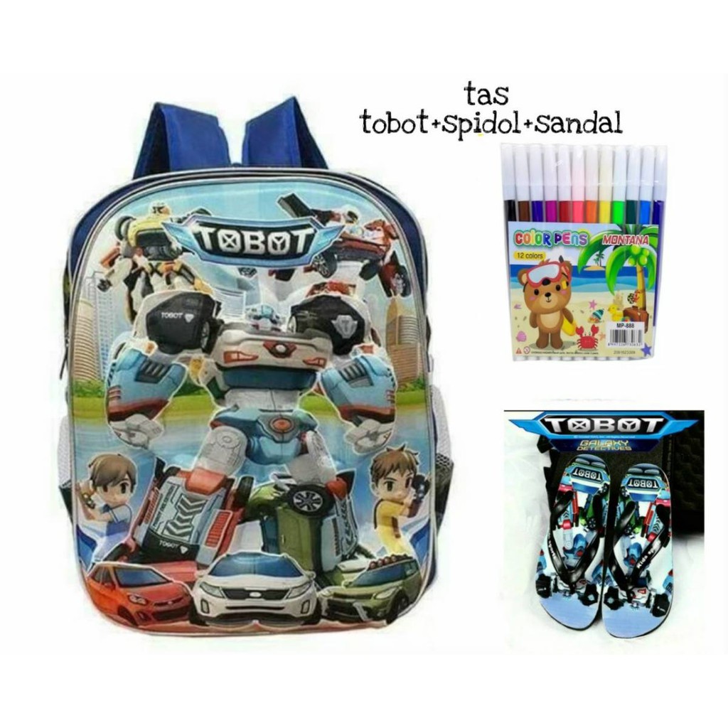 Tas ransel karater superhero 3D free spidol dan sendal