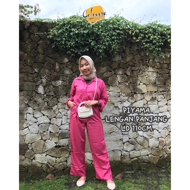 COLOURINAJA Piyama wanita Piyama lengan panjang Piyama lucu Piyama premium Piyama kekinian Piyama all size