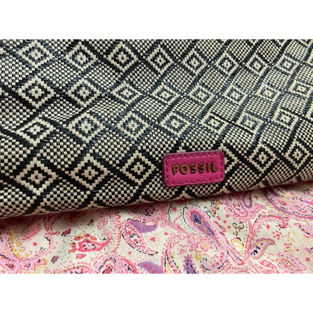 Fossil bag pom pom original black pink