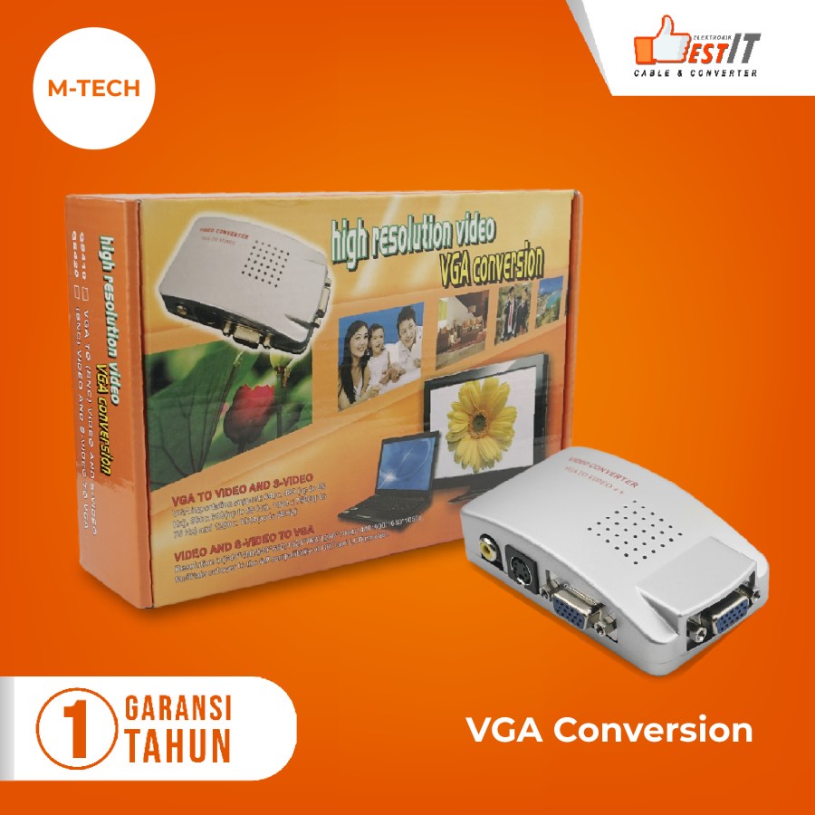 VGA to RCA + S-Video Converter Box - PC LAPTOP VGA TO TV AV RCA S-VIDEO CONVERTER