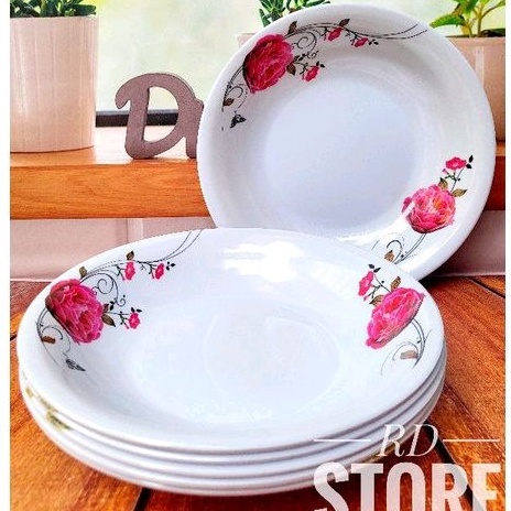 PROMO 6.PCS PIRING MAKAN CEKUNG MELAMINE MOTIF ROSE