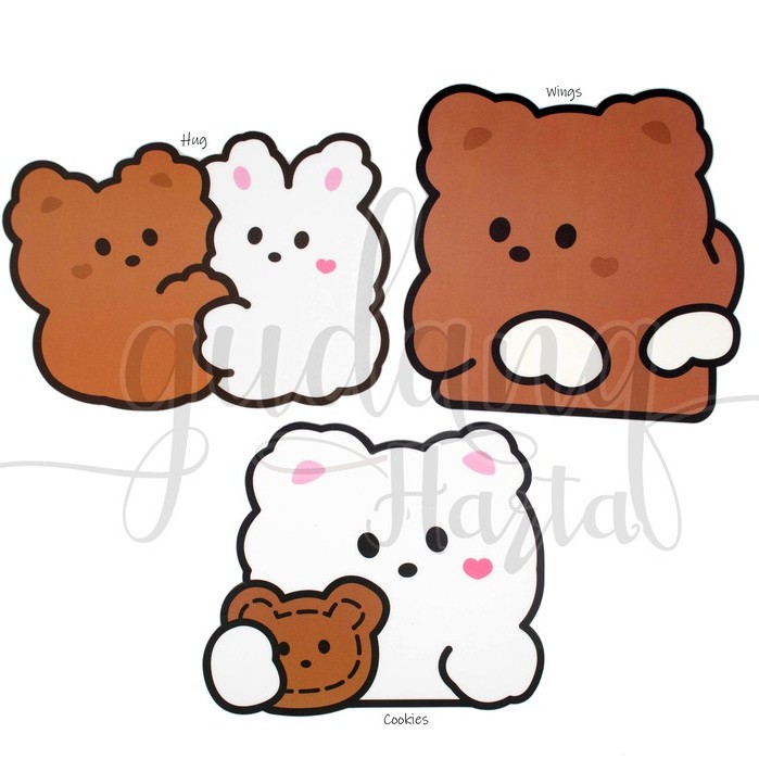 Mouse Pad Brown And White Bear Anti Slip Beruang Coklat Dan Beruang Putih GH 317006