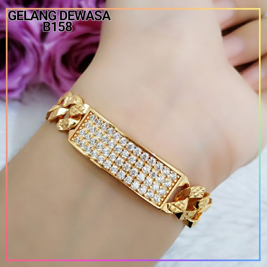 Gelang xuping gelang dewasa permata full rantai sisik naga perhiasan wanita lapis emas gold B158