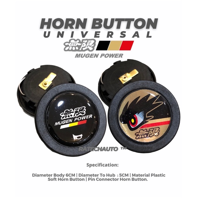 HORN BUTTON STEERING WHEEL MUGEN UNIVERSAL-TOMBOL KLAKSON STIR RACING MUGEN