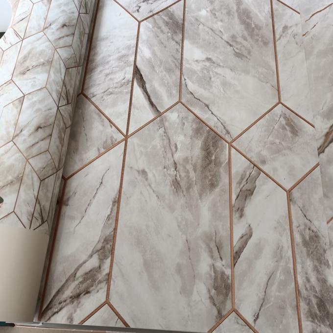 wallpaper Korea motif marmer/marble geometris roll besar Terbaru