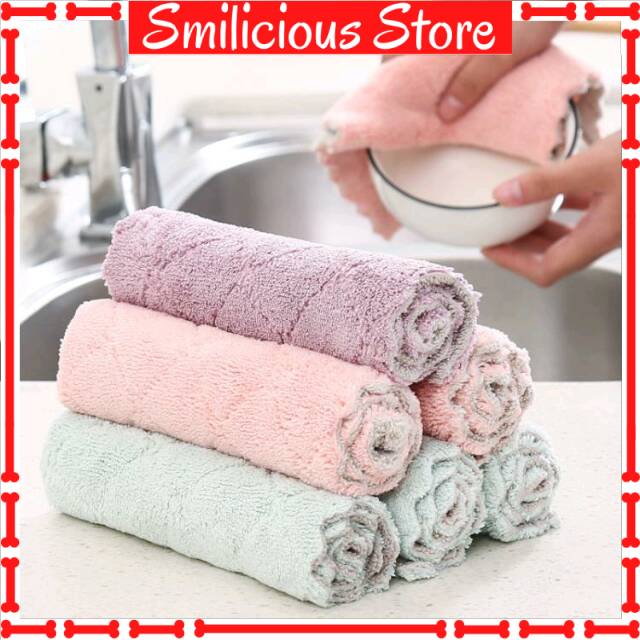 [Cuci Gudang] Kain Lap Piring Motif Anti Minyak Bahan Microfiber Tebal / Kain Lap Ajaib