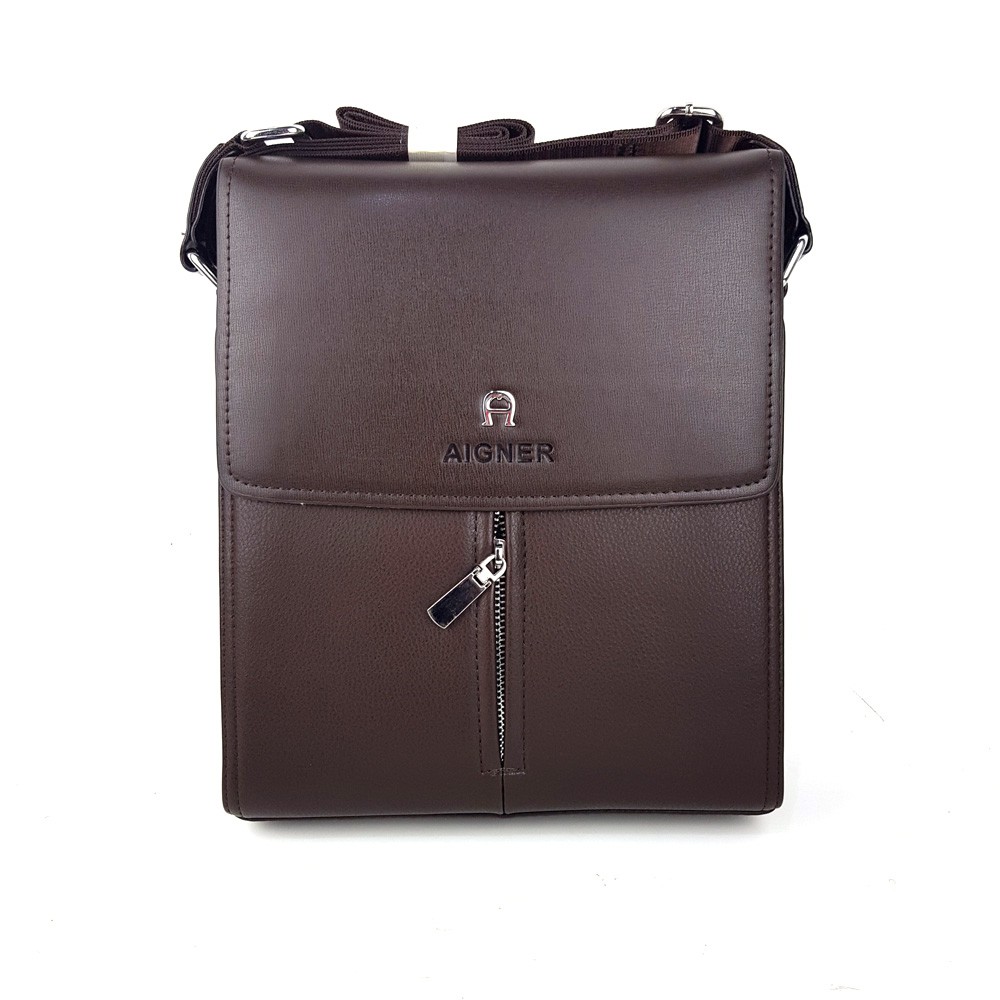 Tas selempang pria cowo casual branded import murah - AIGNER AASR-2 BROWN Toko Makmur Jaya Abadi
