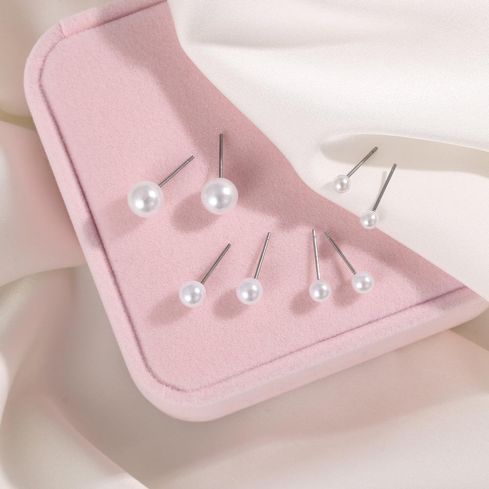 Suyo 5pasang/10pasang/12pasang Anting Mutiara Wanita Fashion Perhiasan Bentuk Bulat