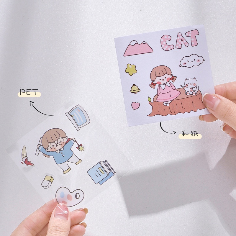 Stiker PVC Aesthetic 1 Lembar | Sticker Little Girl | DIY Bahan PVC Untuk Deco Scrapbook Diary Tumbler Botol Viral Lucu Gemoy