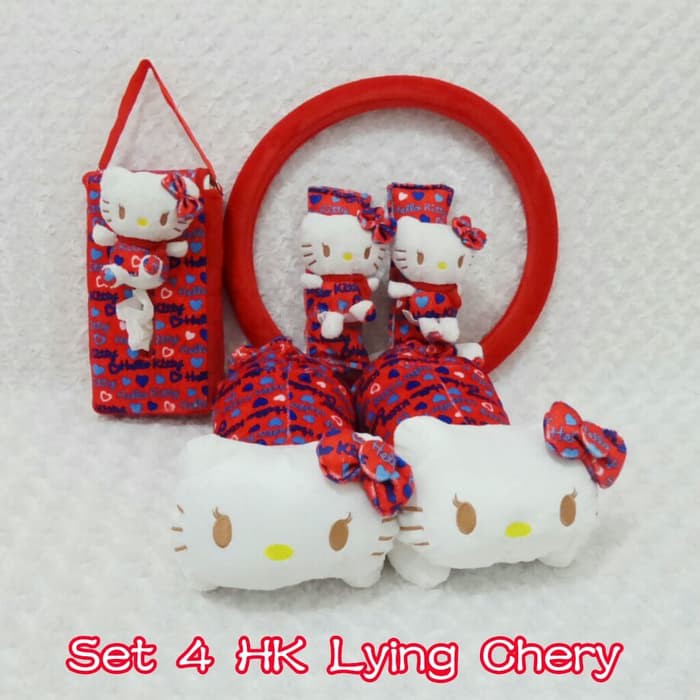 bantal headrest jok mobil setir stir hellokitty hk hello kitty merah 4 Q