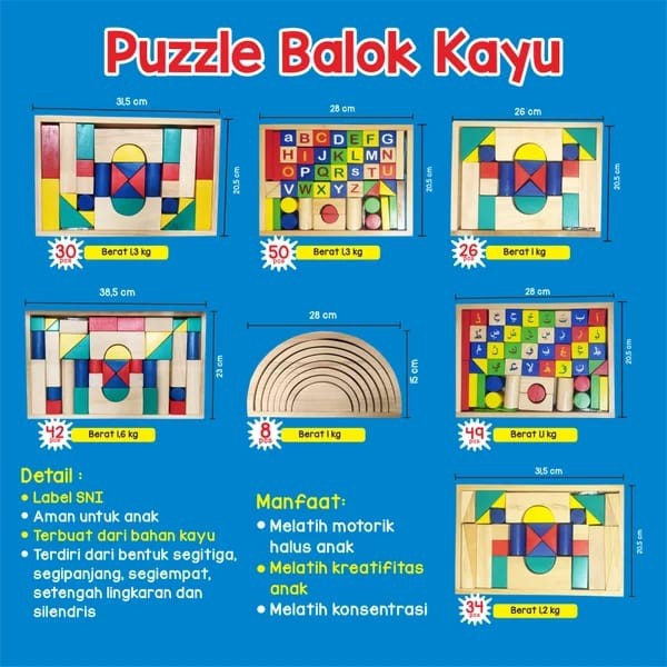 Balok Susun Bangun 26/30/34/Balok Bangun Dan Meronce Alphabet Bisa COD