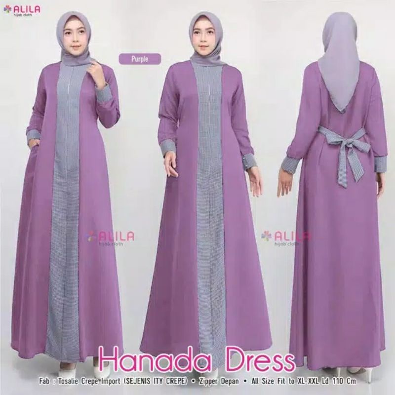 flash sale gamis aurora toyobo kombinasi kotak kecil navy resleting depan
