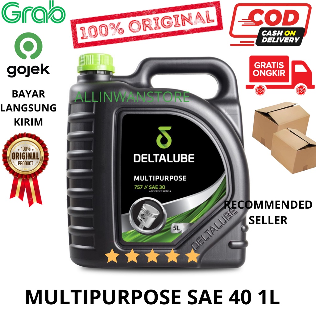 Oli Deltalube Multipurpose 757 SAE 40 API Service SJ CF-4 isi 5 Liter Multi purpose isi 5L Original Product 100%