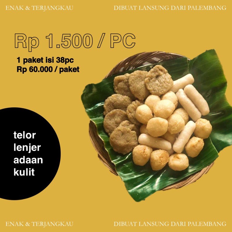 

PEMPEK PALEMBANG 1500/PC, ISI 38PC TELOR LENJER ADAAN KULIT KEMASAN VACUM FROZEN BEKASI