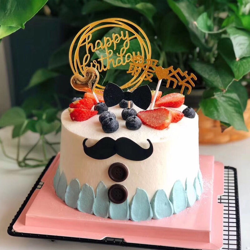 COD✨1 Pcs INS Cake Topper Happy Birthday Karakter️ Glitter Kertas Gold Silver Letters Dekorasi Makanan Penutup Huruf Plugin Cupcake
