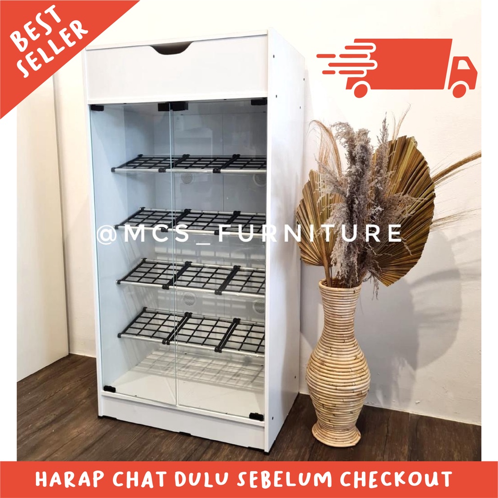 Rak Sepatu Kaca - Toko Mebel Mcs furniture Semarang