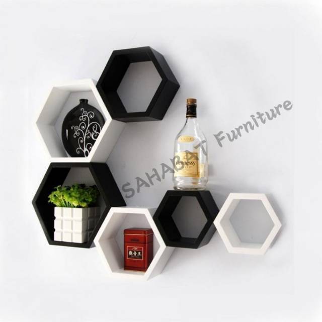 RAK DINDING HEXAGONAL 6 PCS