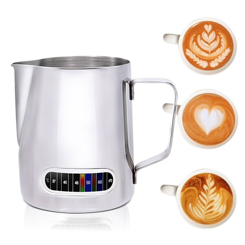 Teko Kopi Espresso Latte Art Stainless 600ml Built-in Thermometer - Silver
