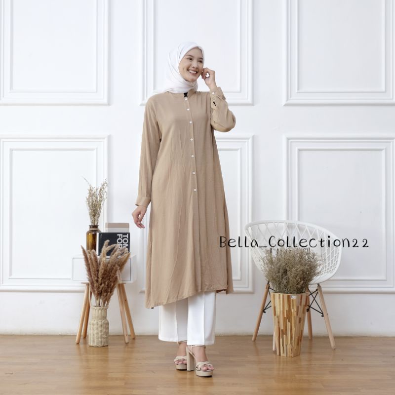 TUNIC,TUNIK LONG TUNIC, Alika LONG TUNIC, Tunik Rayon Crinkle , Alika long tunik panjang polos CRINKLE PREMIUM by @BELLA_COLLECTION TUNIK HIJAB terbaru KEKINIAN