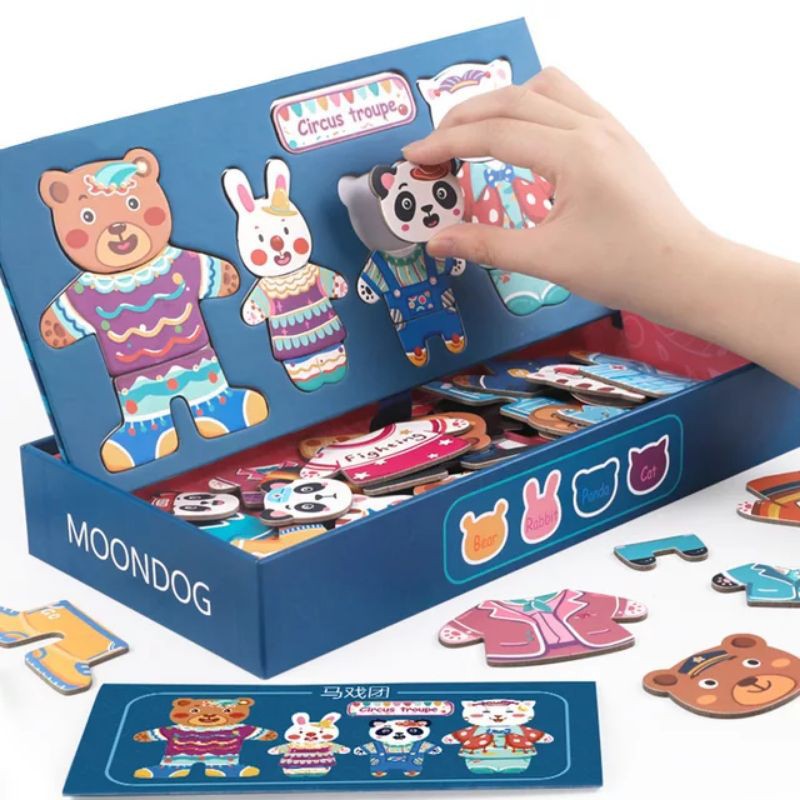 animal magnetic puzzle / mainan pasang baju / white board toys / mainan magnet