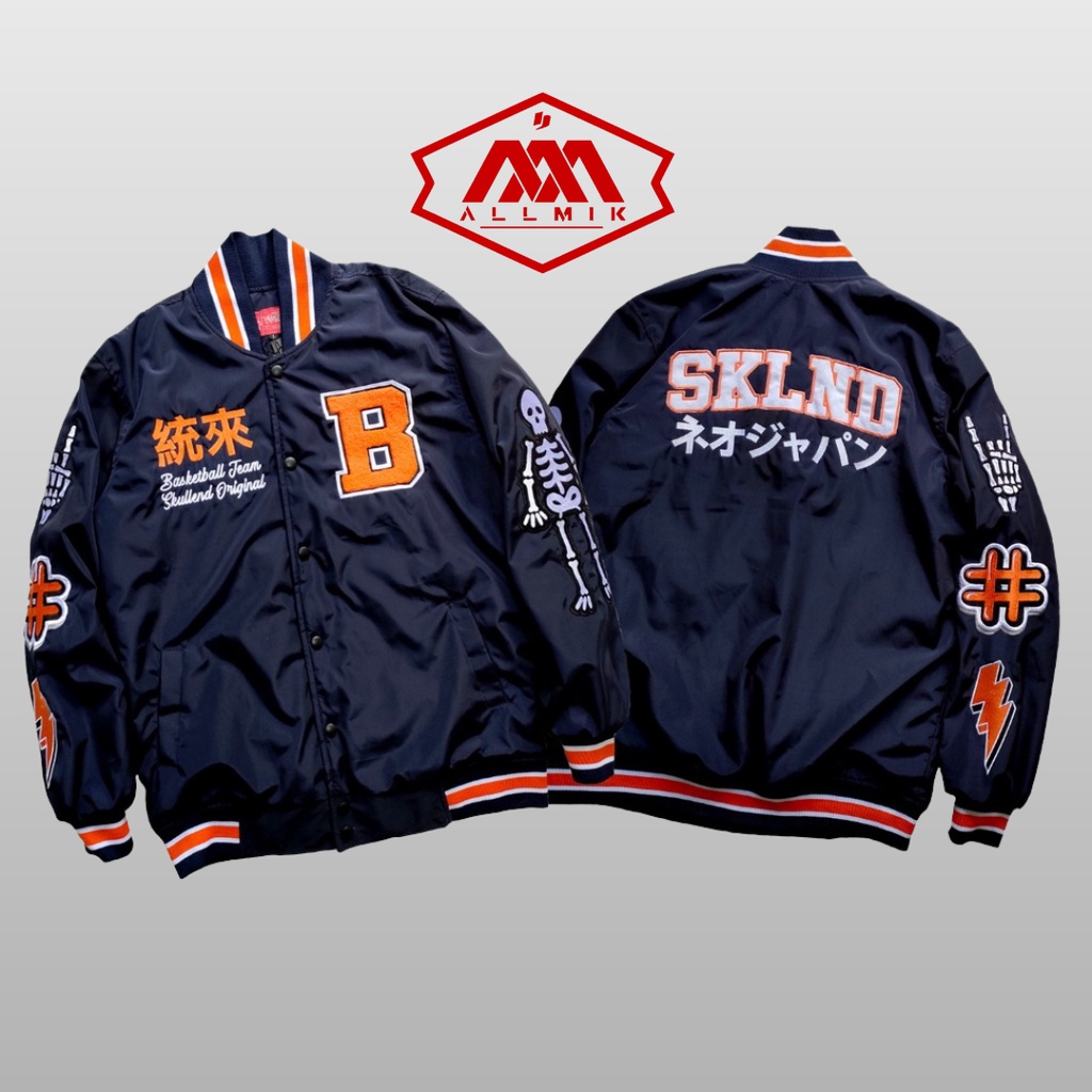 Skullend Varsity skull - Jaket Varsity Baseball Pria Wanita Full Bordir - Varsity Jacket Vintage Bas