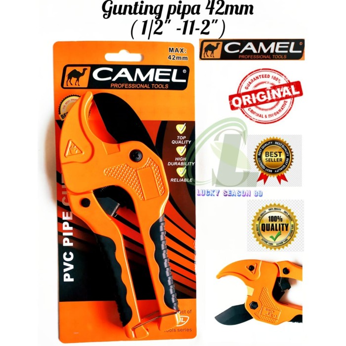 

New GUNTING PIPA PVC/PIPE CUTTER/TANG PEMOTONG PIPA PARALON 42MM BAGUS - camel