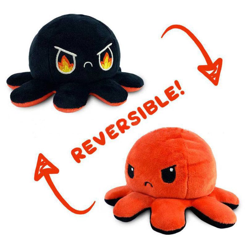 【Ready Stock】50cm Double-Sided Flip Reversible Octopus Plush Toy Marine Life Stuffed Animals Doll Kids Gift