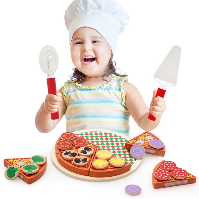 wooden pizza toys / mainan pizza kayu / mainan masak masak anak / kitchen toys