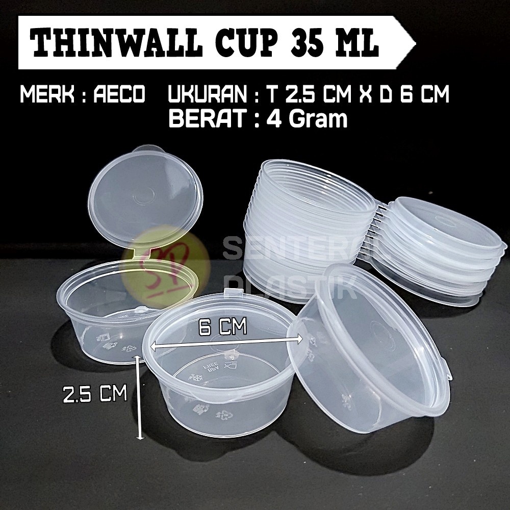 Thinwall Cup Saos Sambel Plastik 35 ML / Wadah Cup Saos Mini