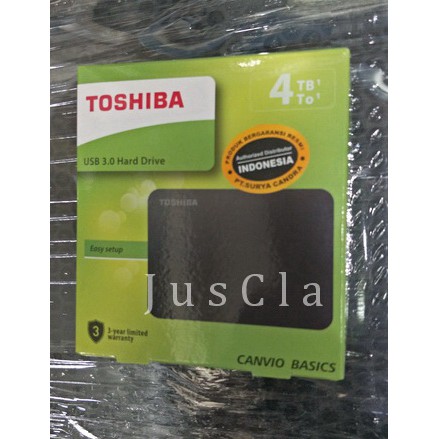 Hardisk External - Portable USB 3.0 TOSHIBA CANVIO BASIC 4 TB - HITAM