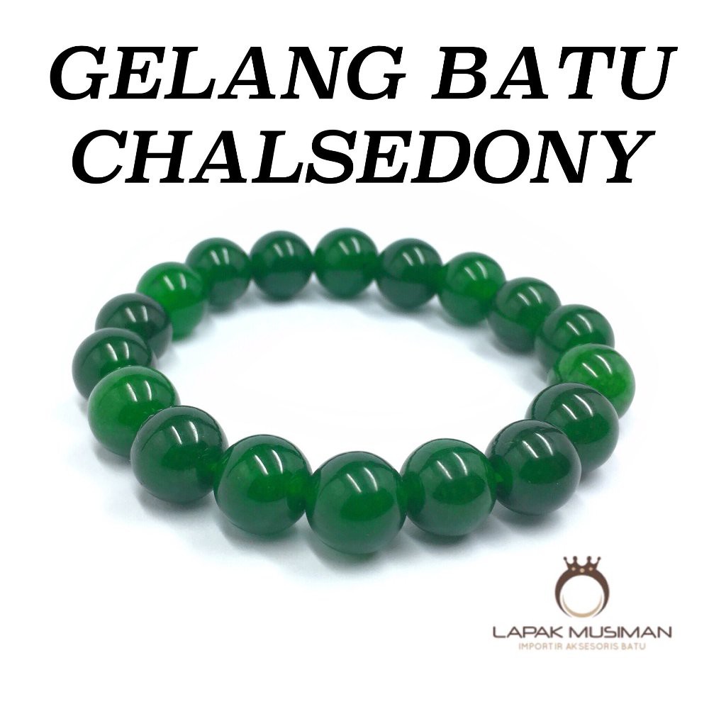 [Bayar di Tempat] GELANG BATU CHALSEDONY HIJAU TOPAS ASLI NATURAL
