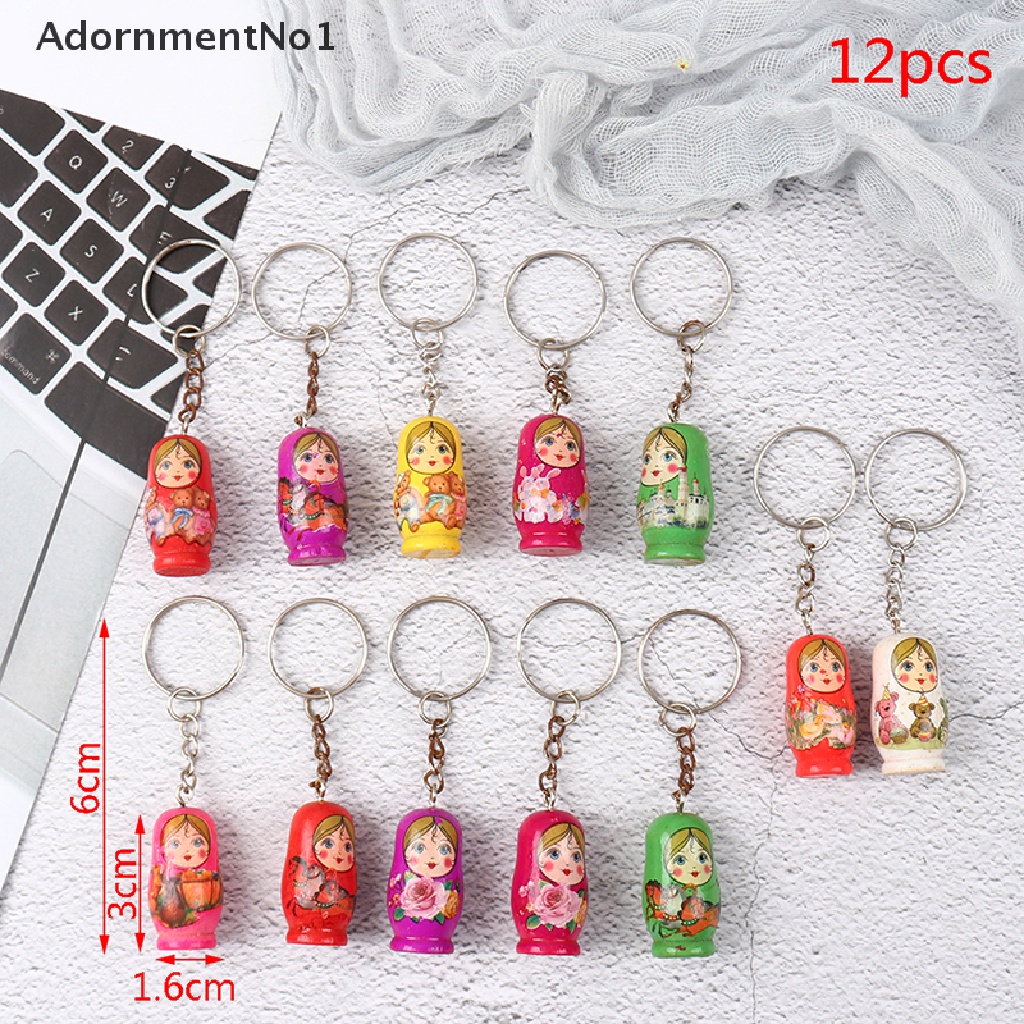 (AdornmentNo1) 12pcs Gantungan Kunci Boneka Rusia Matryoshka Bahan Kayu Untuk Dekorasi Natal